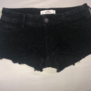 Black denim shorts